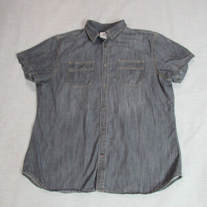 Quality Durables Shirt Womens Medium Blue Denim Pearl Snap Cowgirl Western Rodeo